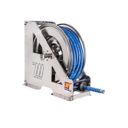 MECLUBE 073-2505-430 - Enrouleur de tuyau automatique en acier inoxydable aisi 304 à usage intensif série hdx-555 pour eau 150°c ø1/2" 30m