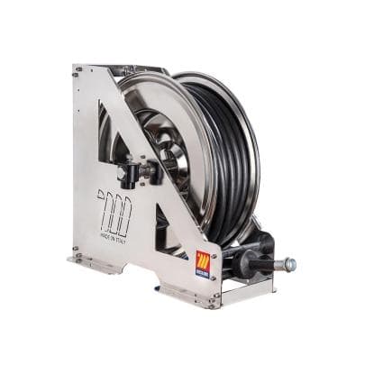 MECLUBE 073-2508-520 - Enrouleur de tuyau automatique en acier inoxydable aisi 304 à usage intensif série hdx-555 pour diesel ø3/4"-19x27 20m