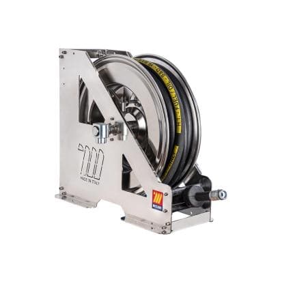 MECLUBE 073-2518-615 - Enrouleur de tuyau automatique en acier inoxydable aisi 304 à usage intensif série hdx-555 pour essence ø1"-25x35 15m