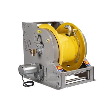 MECLUBE 076-6112-600 - Enrouleur de tuyau industriel en acier peint motorisé électrique série 12v fe-601 pour air-eau et diesel 1" (sans tuyau)