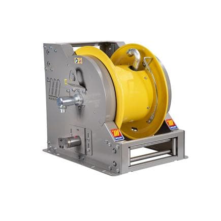 MECLUBE 076-6166-600 - Enrouleur de tuyau industriel en acier peint série Fi-601 à moteur hydraulique pour huile et lubrifiants 1" (sans tuyau)