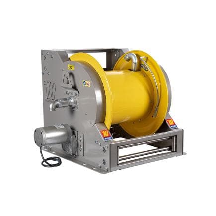 MECLUBE 076-6217-600 - Enrouleur de tuyau industriel en acier peint série FE-602 12V à moteur électrique pour graisse 1" (sans tuyau)