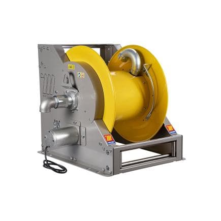 MECLUBE 076-7226-900 - Enrouleur de tuyau industriel en acier peint motorisé électrique série fe-702 24v pour huile et lubrifiants 2" (sans tuyau)