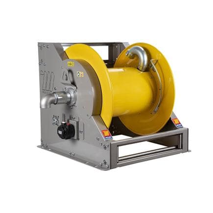 MECLUBE 076-7372-900 - Enrouleur de tuyau industriel en acier peint fp-703 série motorisée pneumatique pour air-eau et diesel 2" (sans tuyau)