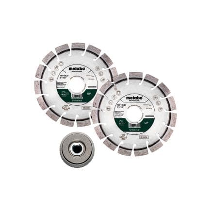METABO 628582000 - Jeu de 2 meules de tronçonnage diamantées 125x22,23mm, "UP" et 1 écrou de serrage rapide M 14