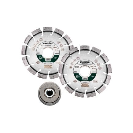 METABO 628581000 - Jeu de 2 meules de tronçonnage diamantées 115x22,23mm, "UP" et 1 écrou de serrage rapide M 14