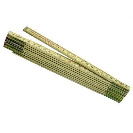 METRICA 23120 - 2 Mètres - Mètre en Bois - Couleur Blanc / Jaune - Décimales Rouges