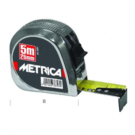METRICA 38433 - FLEXOMETRE CHROME 3m graduation 19mm mm/mm