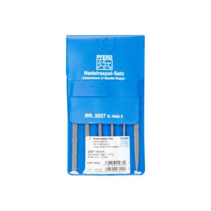 PFERD TOOLS 12799020 - Jeu de râpes aiguille en étui plastique, 140 mm, taille suisse 2, pour bois, plastique (6 pcs.)