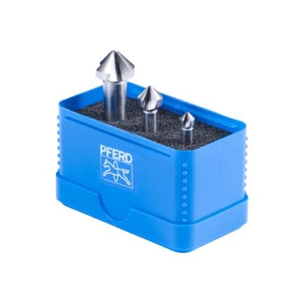 PFERD TOOLS 25202190 - Jeu de fraises coniques HSS UGT DIN 335 C, 90° à pas inégal (3 pcs.)