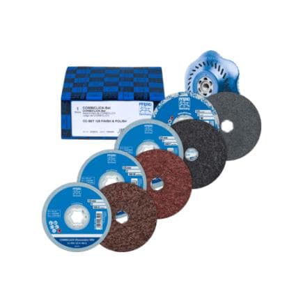 PFERD TOOLS 42098003 - Jeu de rondelles en non-tissé COMBICLICK Ø 125 mm VRH A100C, 180M, 240F et PNER W F avec plateau-support CC-H-GT pour finition