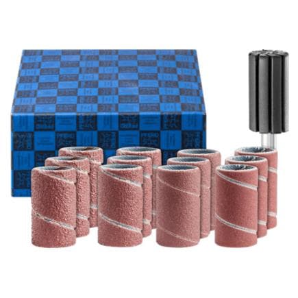PFERD TOOLS 42298002 - Jeu de manchons abrasifs corindon, Ø 15x30 mm, A60, 80, 150, 240 avec support, tige Ø 6 mm (13 pcs.)