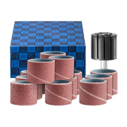 PFERD TOOLS 42298003 - Jeu de manchons abrasifs corindon, Ø 22x20 mm, A60, 80, 150, 240 avec support, tige Ø 6 mm (13 pcs.)