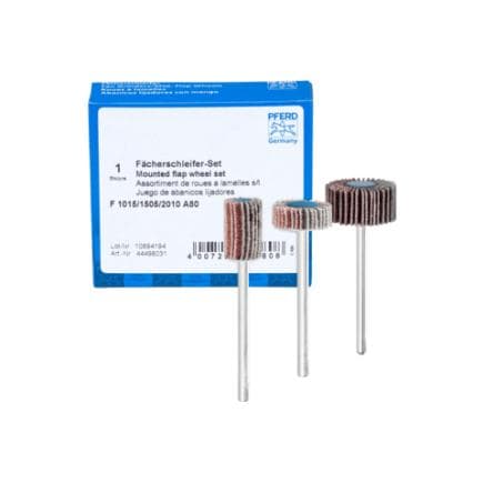 PFERD TOOLS 44498031 - Jeu de roues à lamelles sur tige version corindon A 80, Ø 10x15 mm, Ø 15x5 mm et Ø 20x10 mm, Ø de tige 3 mm pour ponçage...