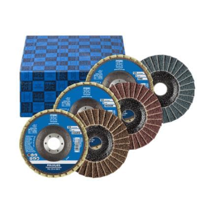 PFERD TOOLS 44698005 - Jeu de disques à lamelles POLIVLIES PVL corindon, Ø 125 mm, alésage Ø 22,23 mm, A100, 180, 280 (3 pcs.)