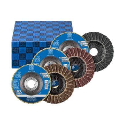PFERD TOOLS 44698007 - Jeu de disques à lamelles POLIVLIES PVL, corindon, Ø 115 mm, alésage Ø22,23 mm, A100, 180, 280