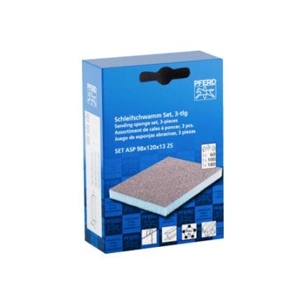 PFERD TOOLS 44698011 - Jeu de cales à poncer résistantes à l’eau 98x120x13 mm A60, A100, A180 à deux faces pour une utilisation universelle