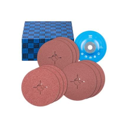 PFERD TOOLS 64198001 - Jeu de disques en fibres corindon, Ø 125 mm A36, 60, 80 avec plateau-support GT, usage universel (10 pcs.)
