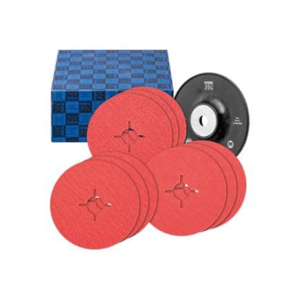 PFERD TOOLS 64198002 - Jeu de disques en fibres grain céramique Ø 125 mm CO-COOL36, 60,8 0 avec plateau-support HGT acier inoxydable (10 pcs.)
