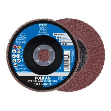 PFERD TOOLS 67604115 - Disque à lamelles POLIFAN PFF gamme performance SG STEELOX acier/acier inoxydable (lot multiple)
