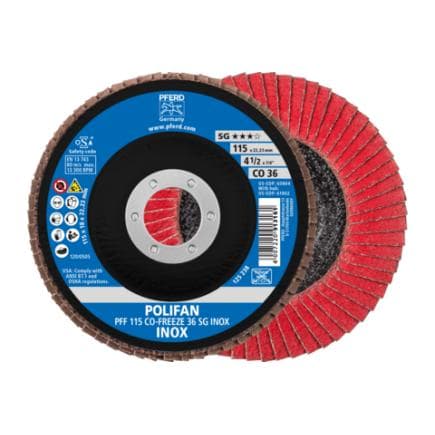 PFERD TOOLS 67611536 - Disque à lamelles POLIFAN PFF plat CO-FREEZE gamme performance SG INOX acier inoxydable (lot multiple)