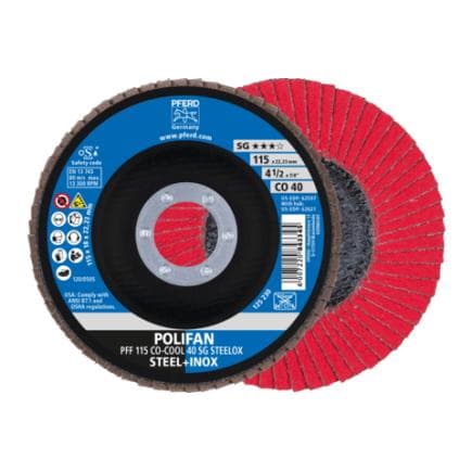 PFERD TOOLS 67660615 - Disque à lamelles POLIFAN PFF plat CO-COOL gamme performance SG STEELOX acier/acier inoxydable (lot multiple)