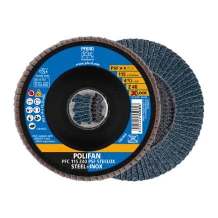 PFERD TOOLS 69398192 - Disque à lamelles POLIFAN PFC conique gamme universelle PSF STEELOX acier/acier inoxydable (lot multiple)