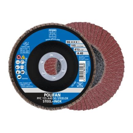 PFERD TOOLS 67744115 - Disque à lamelles POLIFAN PFC conique gamme universelle PSF STEELOX acier/acier inoxydable (lot multiple)