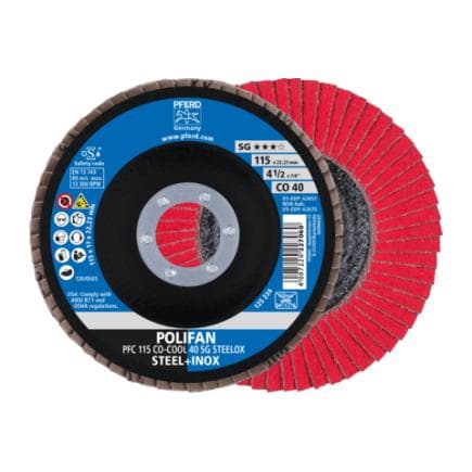 PFERD TOOLS 67760615 - Disque à lamelles POLIFAN PFC conique CO-COOL SG STEELOX acier/acier inoxydable (lot multiple)