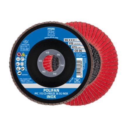 PFERD TOOLS 67711550 - Disque à lamelles POLIFAN PFC conique CO-FREEZE SG INOX acier inoxydable (lot multiple)