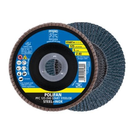 PFERD TOOLS 69300936 - Disque à lamelles POLIFAN PFC conique gamme de départ START STEELOX acier/acier inoxydable (lot multiple)