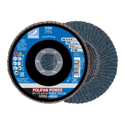 PFERD TOOLS 67684115 - Disque à lamelles POLIFAN POWER PFF plate gamme performance SG POWER STEELOX acier/acier inoxydable (lot multiple)