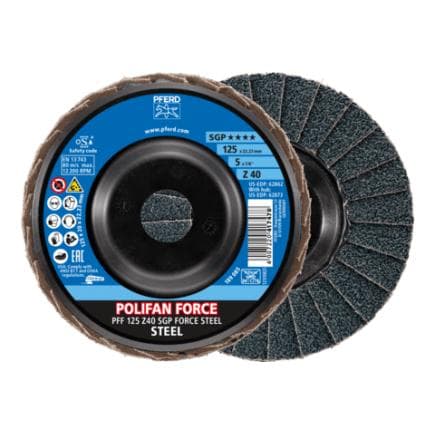 PFERD TOOLS 67688124 - Disque à lamelles POLIFAN FORCE PFF conique gamme spéciale SGP STEEL pour acier (lot multiple)