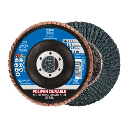 PFERD TOOLS 67782114 - Disque à lamelles POLIFAN POWER PFC conique gamme performance SG DURABLE STEEL pour acier (lot multiple)