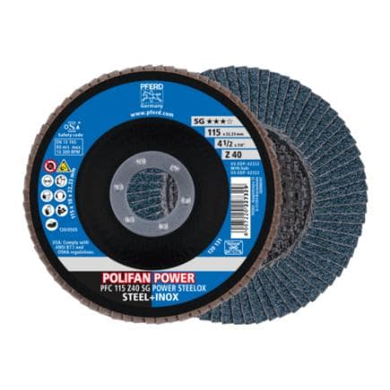 PFERD TOOLS 69398198 - Disque à lamelles POLIFAN POWER PFC conique SG STEELOX acier/acier inoxydable (lot multiple)