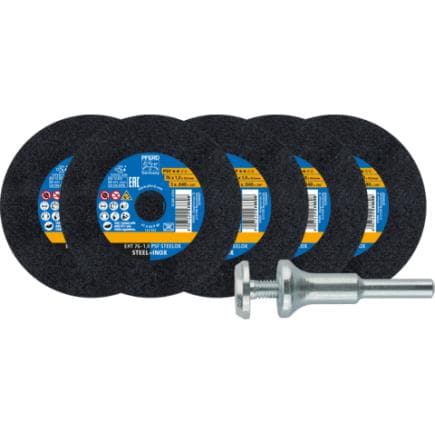 PFERD TOOLS 69198288 - Jeu de disques de tronçonnage EHT 76x1,0x10 mm droit PSF STEELOX pour acier/acier inoxydable avec 1 boulon de serrage (5 pcs.)