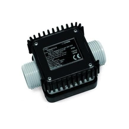 PIUSI F0040722A - Compteur K24 noir avec émetteur d'impulsions et connexions mâle/mâle-femelle 1" BSP pour gasoil