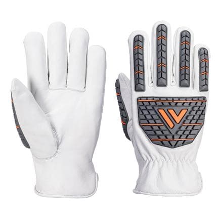 PORTWEST A742WHRXL - Gant Cuir Anti-Impact (non doublé), Blanc