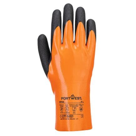 PORTWEST AP36O8RL - Gant en nitrile Grip 15, Orange/Noir