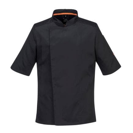 PORTWEST C746BKRL - Veste de cuisine manches longues Stretch Mesh Air Pro, Noir
