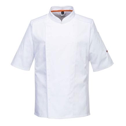 PORTWEST C746WHRM - Veste de cuisine manches longues Stretch Mesh Air Pro, Blanc