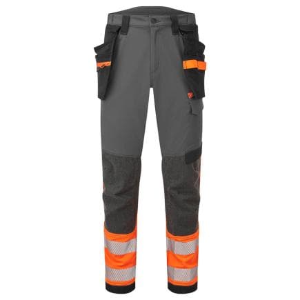 PORTWEST EV442OMR36 - Pantalon Stretch EV4 Haute-Visibilité Classe 1 avec Poches flottantes Démontables, Orange/Gris métal