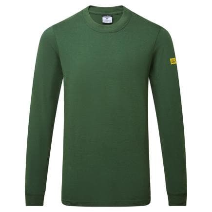 PORTWEST AS22FGRL - T-shirt manches longues antistatique ESD, Vert Forêt