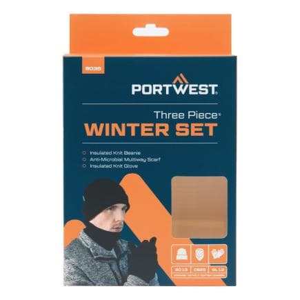 PORTWEST B035BKR - Set d'accessoires d'hiver, Noir (3 pcs.)