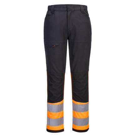 PORTWEST CD888OBR33 - Pantalon de travail stretch HV Classe 1 Eco WX2, Orange/Noir