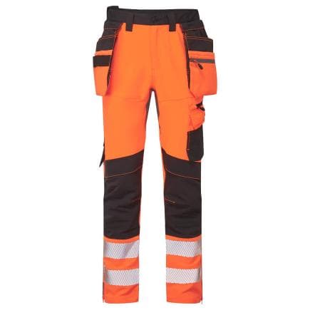 PORTWEST DX454OBR36 - Pantalon DX4 haute-Visibilité avec poches flottantes démontables, Orange/Noir