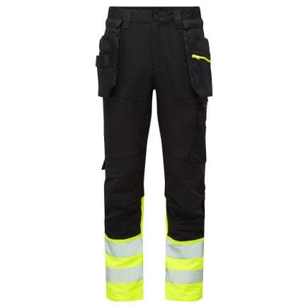 PORTWEST DX457YBR32 - Pantalon DX4 artisans haute-Visibilité classe 1 avec poches flottantes démontables, Jaune/Noir