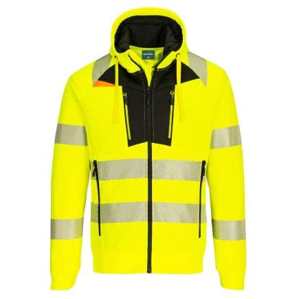 PORTWEST DX484YBRL - Sweat à capuche zippé HV DX4, Jaune/Noir