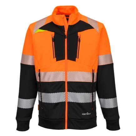 PORTWEST DX490OBRL - Sweat-shirt zippé DX4 HV Classe 1, Orange/Noir