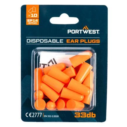 PORTWEST EP14ORR - Bouchons d'oreille en mousse PU (10 paires), Orange
